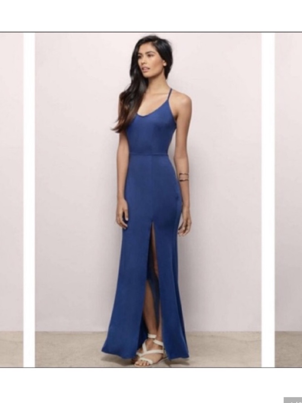 Tobi Royal Blue Backless Maxi Dress with Front Slit